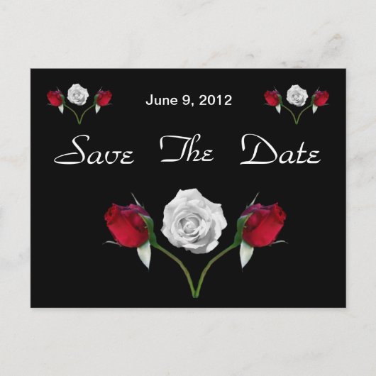Faire-part Carte postale de sauvegarde de date de roses rouge (Devant)