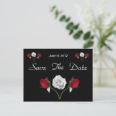Faire-part Carte postale de sauvegarde de date de roses rouge (Debout devant)