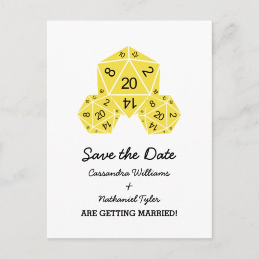 Faire-part Carte postale de sauvegarde de date jaune D20 (Devant)