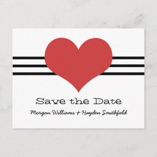 Faire-part Carte postale de sauvegarde de date Mod Heart, Rou