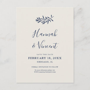 Faire-part Carte postale de sauvegarde de date Olive Navy
