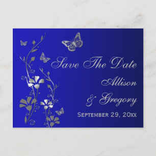 Faire-part Carte postale de sauvegarde de date papillons bleu