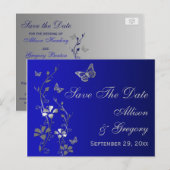 Faire-part Carte postale de sauvegarde de date papillons bleu (Devant / Derrière)