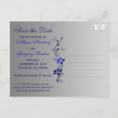 Faire-part Carte postale de sauvegarde de date papillons bleu (Dos)