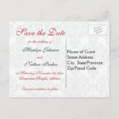 Faire-part Carte postale de sauvegarde de date Rouge, Blanc e (Dos)