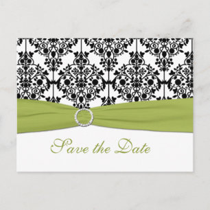 Faire-part Carte postale de sauvegarde de date verte, blanche