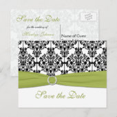 Faire-part Carte postale de sauvegarde de date verte, blanche (Devant / Derrière)