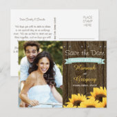 FAIRE-PART CARTE POSTALE DE SAUVEGARDE DE LA DATE AQUA RUSTIQ (Devant / Derrière)