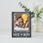 FAIRE-PART CARTE POSTALE DE SAUVEGARDE DE TABLEAU NOIR RUSTIQ (Debout devant)