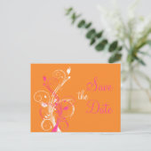 Faire-part Carte postale de sauvegarde florale orange rose bl (Debout devant)