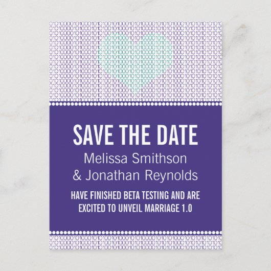 Faire-part Carte postale de sauvegarde Geek Chic, Violet avec (Devant)