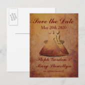 Faire-part Carte postale de sauvegarde rustique rouge flamboy (Devant / Derrière)