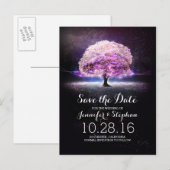 Faire-part Carte postale de save the date romantique avec gui (Devant / Derrière)