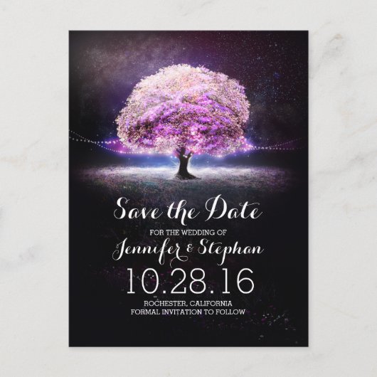Faire-part Carte postale de save the date romantique avec gui (Devant)