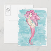 Faire-part carte postale de sirène enceinte (Devant / Derrière)