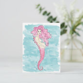 Faire-part carte postale de sirène enceinte (Debout devant)