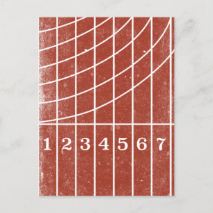 Faire-part Carte postale de style déprimé Red Runtrack