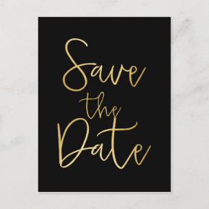 Faire-part Carte postale de type script SAVE THE DATE Noir & 