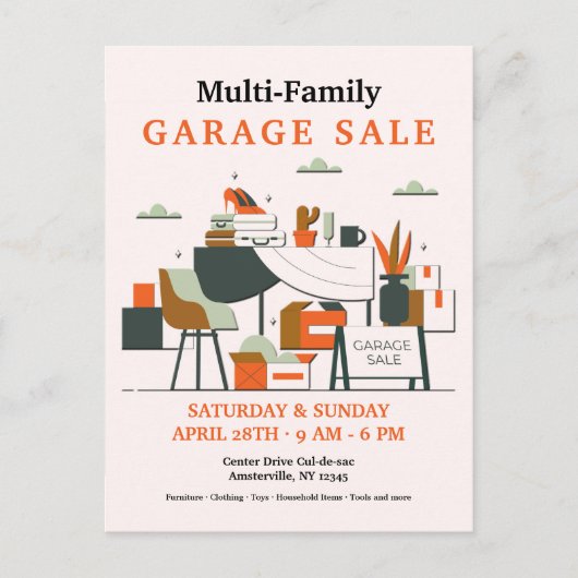 Faire-part Carte postale de vente de garage (Devant)