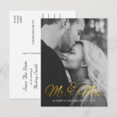 Faire-part Carte postale d'enregistrement avec feuille d'or (Devant / Derrière)