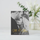 Faire-part Carte postale d'enregistrement avec feuille d'or (Debout devant)