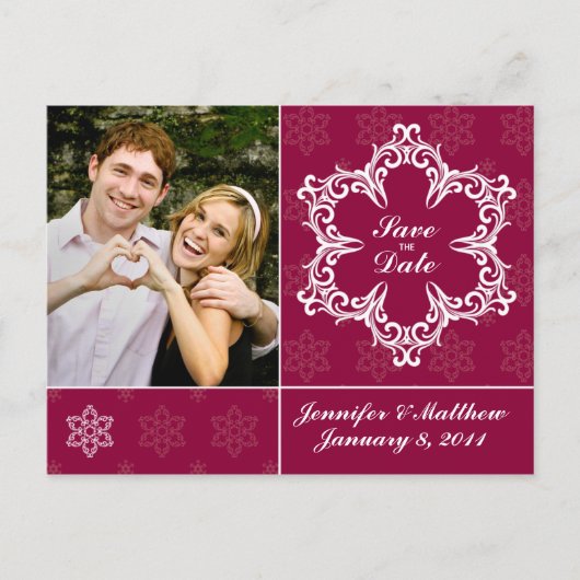 Faire-part Carte postale d'hiver pour annoncer un mariage - C (Devant)