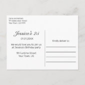 Faire-part Carte postale d'invitation à la fête d'anniversair (Dos)