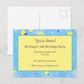 Faire-part Carte postale d'invitation d'anniversaire personna (Devant / Derrière)