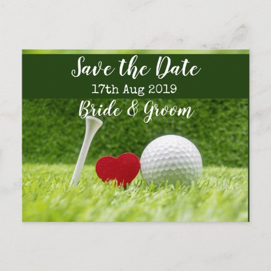 Faire-part Carte postale d'invitation de mariage Golf Save th (Devant)