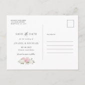 Faire-part Carte postale d'invitation Pink Hydrangea Save the (Dos)