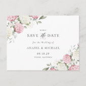 Faire-part Carte postale d'invitation Pink Hydrangea Save the (Devant)