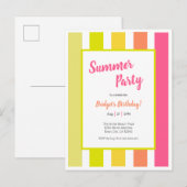 Faire-part Carte postale d'invitation pour une fête d'été aux (Devant / Derrière)