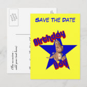 Faire-part Carte postale drôle d'anniversaire garçon Save The (Devant / Derrière)