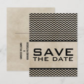 Faire-part Carte postale Ebony Chic Chevron Save the Date (Devant / Derrière)
