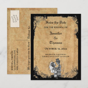 Faire-part Carte postale élégante de mariage d'Halloween pour