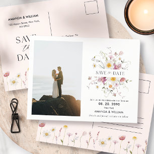 Faire-part Carte postale élégante florale de sauvegarde de la