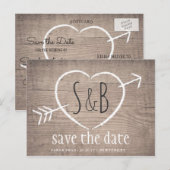 Faire-part Carte postale élégante SAVE THE DATE Bois Rustique (Devant / Derrière)