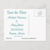 Faire-part Carte postale encadrée Cœur vert sarcelle de fleur (Dos)