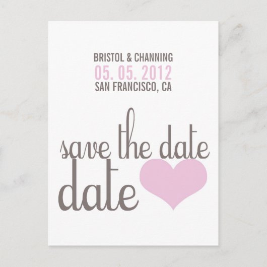 Faire-part Carte postale ENREGISTRER LA DATE (Devant)