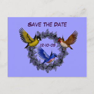 Faire-part Carte postale Enregistrez la date Oiseaux sur la c