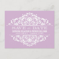 CARTE POSTALE ÉPHÉMÈRE FLEURIE LILAS SAVE THE DATE