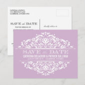 FAIRE-PART CARTE POSTALE ÉPHÉMÈRE FLEURIE LILAS SAVE THE DATE (Devant / Derrière)