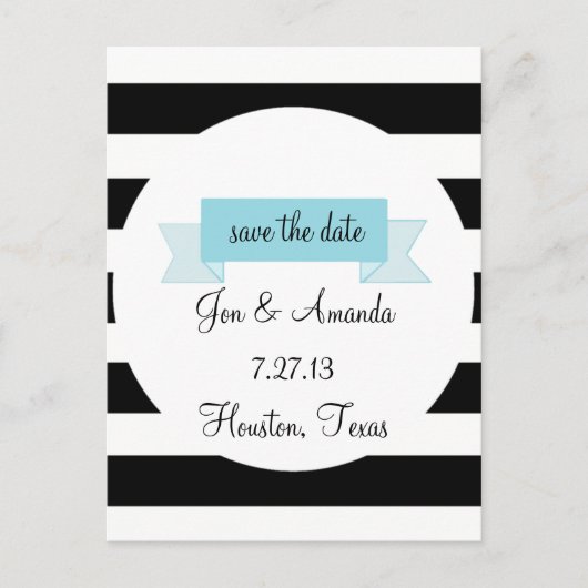 Faire-part Carte postale "Événement à venir" Rayures et Banni (Devant)