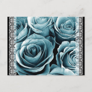 Faire-part Carte Postale "Évitez la Date" Roses BLEU PASTEL