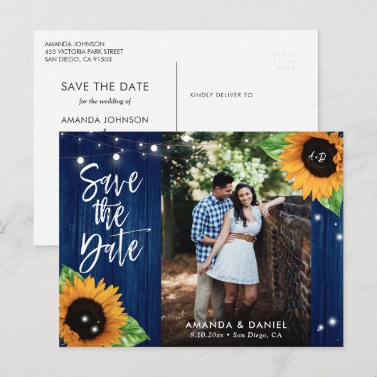 Faire-part Carte postale 'Évitez le Date' à l'affiche de tour (Devant / Derrière)