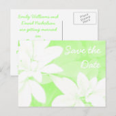 Faire-part Carte postale Feuille verte "Save the Date" (Devant / Derrière)