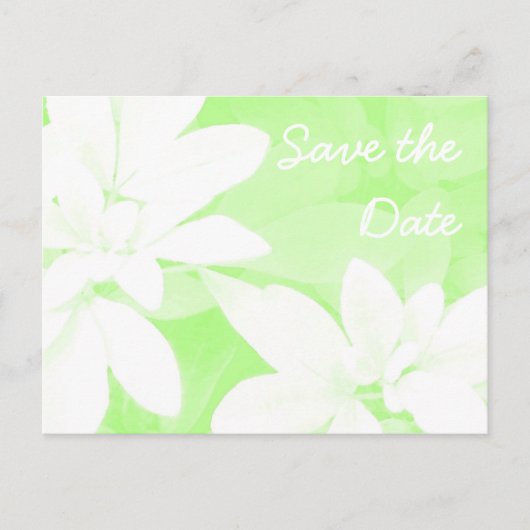 Faire-part Carte postale Feuille verte "Save the Date" (Devant)