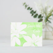 Faire-part Carte postale Feuille verte "Save the Date" (Debout devant)