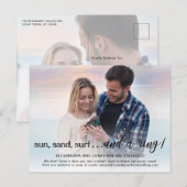 Faire-part Carte postale Fiançailles à thème de la plage (Devant / Derrière)