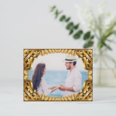Faire-part Carte postale Fiançailles Gold Photo Frame (Debout devant)